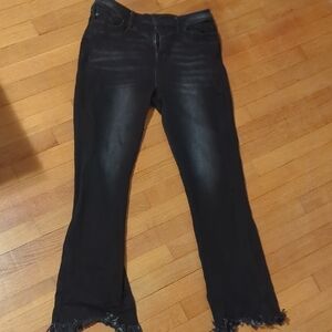 Black Frayed Hem Women's Jeans